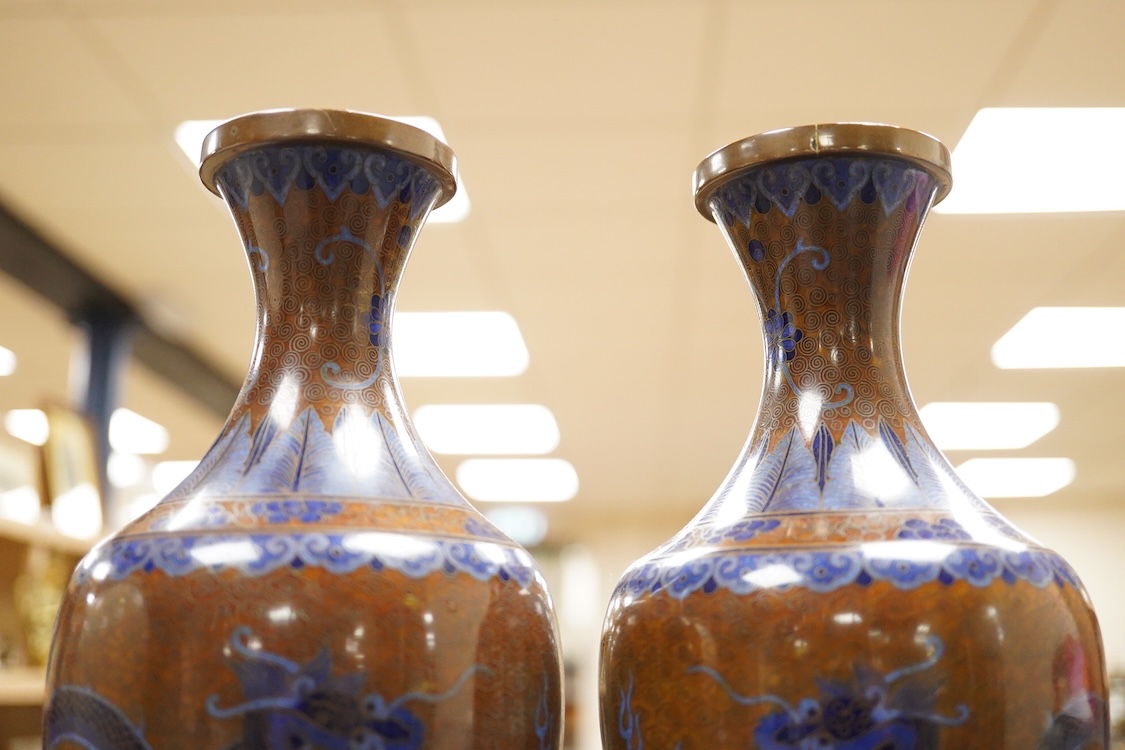 A pair of Chinese cloisonné enamel vases, 24.5cm high